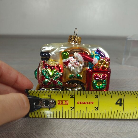 Vintage Hand Blown Glass Christmas Train Ornament With Santa - Picture 7 of 7